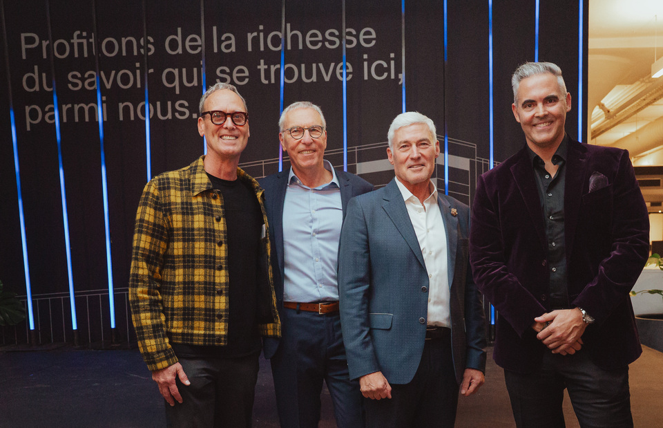 Fernando Lozano next to three emeritus partners: Normand Côté, Jerry Coviensky et Richard Kaplin